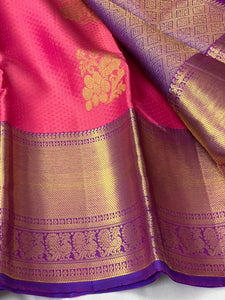 Classic Rose & Purple 2gm Zari Bridal Elegance Kanchipuram Handloom Silk Saree SS23760