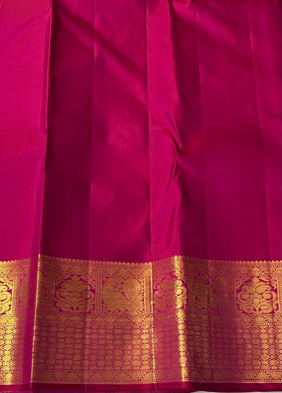 Classic Deep Pink 2gm Zari Bridal Elegance Kanchipuram Handloom Silk Saree SS23682