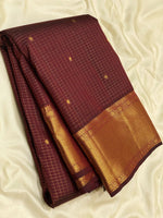 Load image into Gallery viewer, Classic Maroon 2gm Zari Vaira Oosi Checks Elegance Kanchipuram Handloom Silk Saree SS24740
