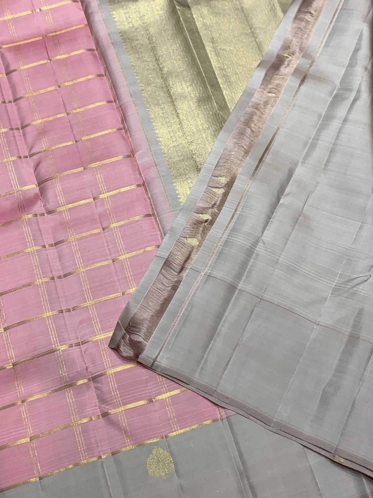 Classic Pink & Cocoa 2gm Zari Kanchipuram Handloom Silk Saree SS25932