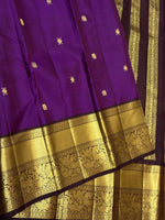 Load image into Gallery viewer, Classic Purple Vadamalli &amp; Coffee Brown 2gm Zari Vintage Elegance Kanchipuram Handloom Silk Saree SS27889
