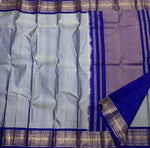 Load image into Gallery viewer, Classic Silver Grey &amp; Royal Blue Elegance Kanchipuram Handloom Silk Saree SS27840
