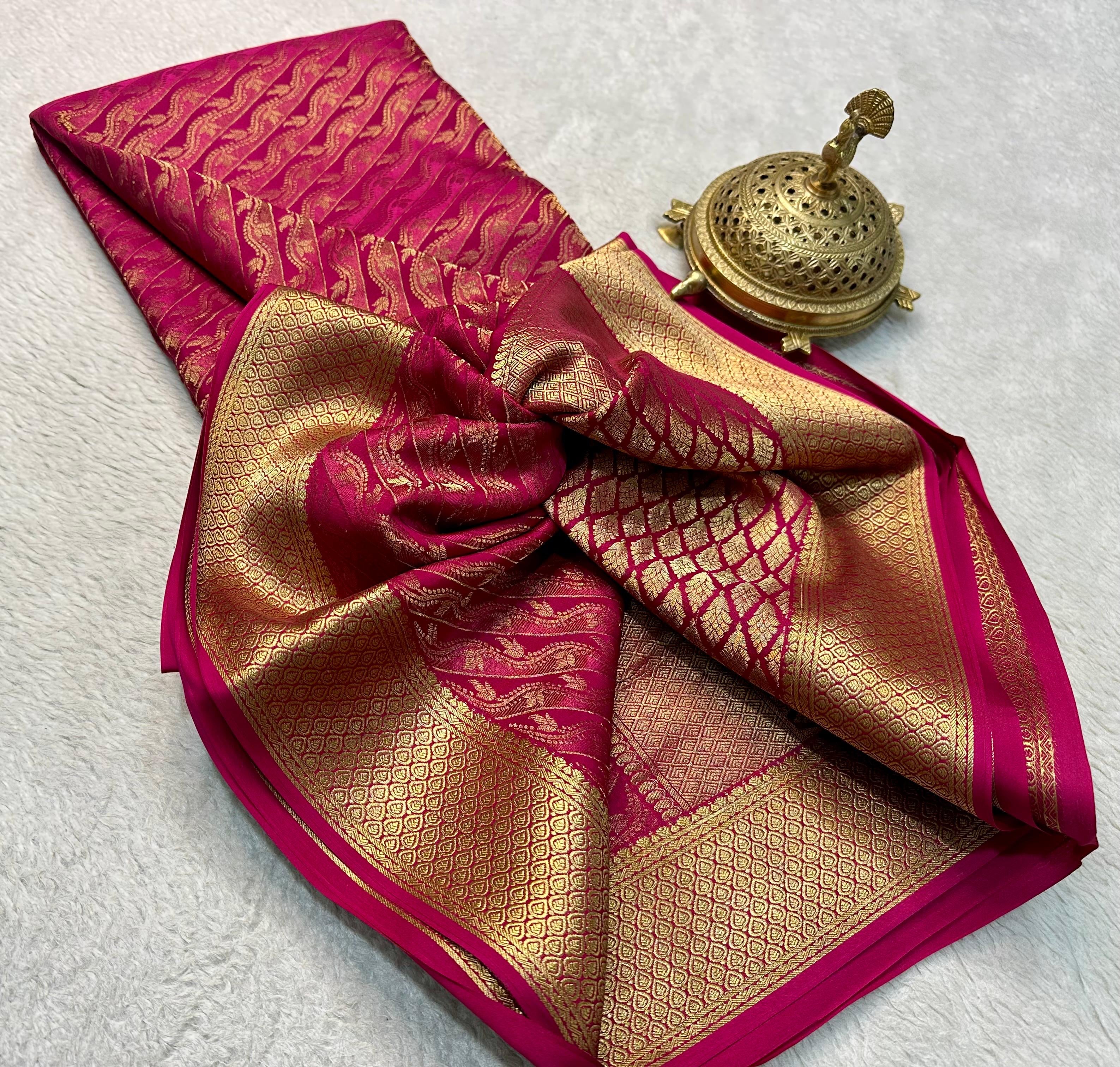 Classic Ruby Pink Elegance Mysore Silk Saree SS24623