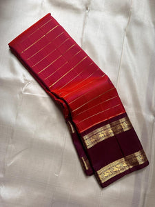 Classic Brick Orange & Coffee Brown 2gm Zari Beldari Kanchipuram Handloom Silk Saree SS26421