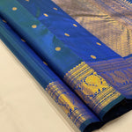 Load image into Gallery viewer, Classic Dark Spanish Blue Elegance Kanchipuram Handloom Silk Saree SS28576
