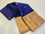 Load image into Gallery viewer, Steel Blue &amp; Pale Beige Elegance Kanchipuram Handloom Silk Saree SS20618

