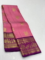 Load image into Gallery viewer, Classic Pastel Rose &amp; Purple Plum Elegance Kanchipuram Handloom Silk Saree SS24122
