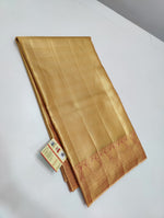 Load image into Gallery viewer, Classic Golden Cream &amp; Tinted Peach Bridal Elegance Kanchipuram Handloom Silk Saree SS23899
