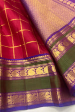 Load image into Gallery viewer, Classic Burnt Orange &amp; Violet 2gm Zari Elegance Kanchipuram Handloom Silk Saree SS27141
