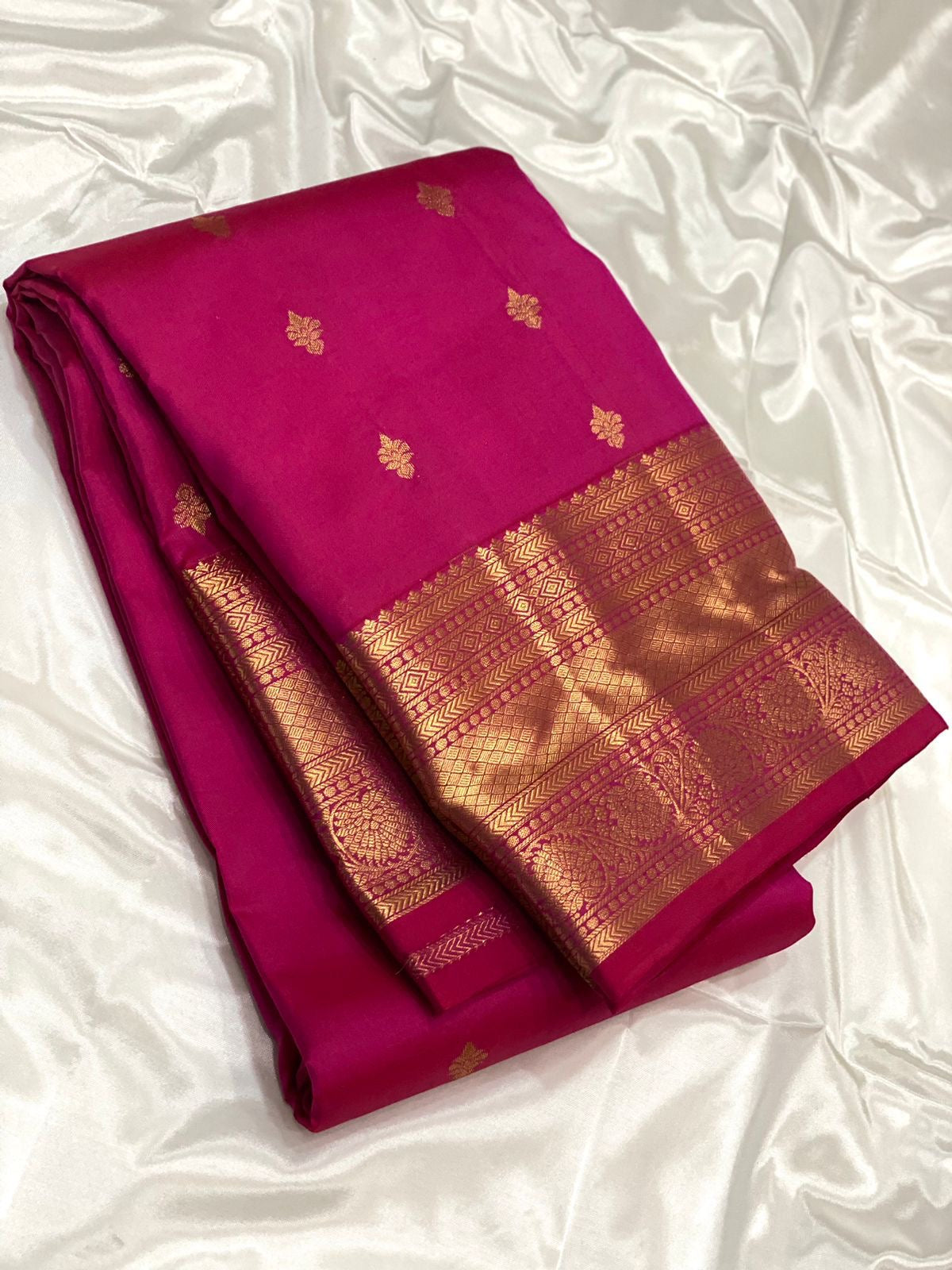 Classic Deep Pink 1gm Zari Elegance Kanchipuram Handloom Silk Saree SS23470