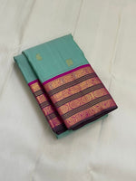 Load image into Gallery viewer, Classic Sea Green &amp; Ruby Pink 1gm Zari Elegance Kanchipuram Handloom Silk Saree SS25275

