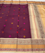 Load image into Gallery viewer, Classic Berry Plum &amp; Beige Elegance Kanchipuram Handloom Silk Saree SS24707
