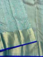 Load image into Gallery viewer, Classic Sky Blue &amp; Royal Blue 2gm Zari Kanchipuram Handloom Silk Saree SS25619
