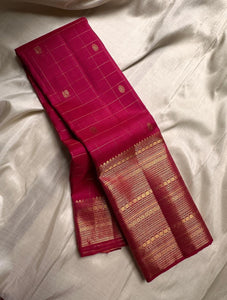 Dark Pink Elegance Kanchipuram Handloom Silk Saree SS24523