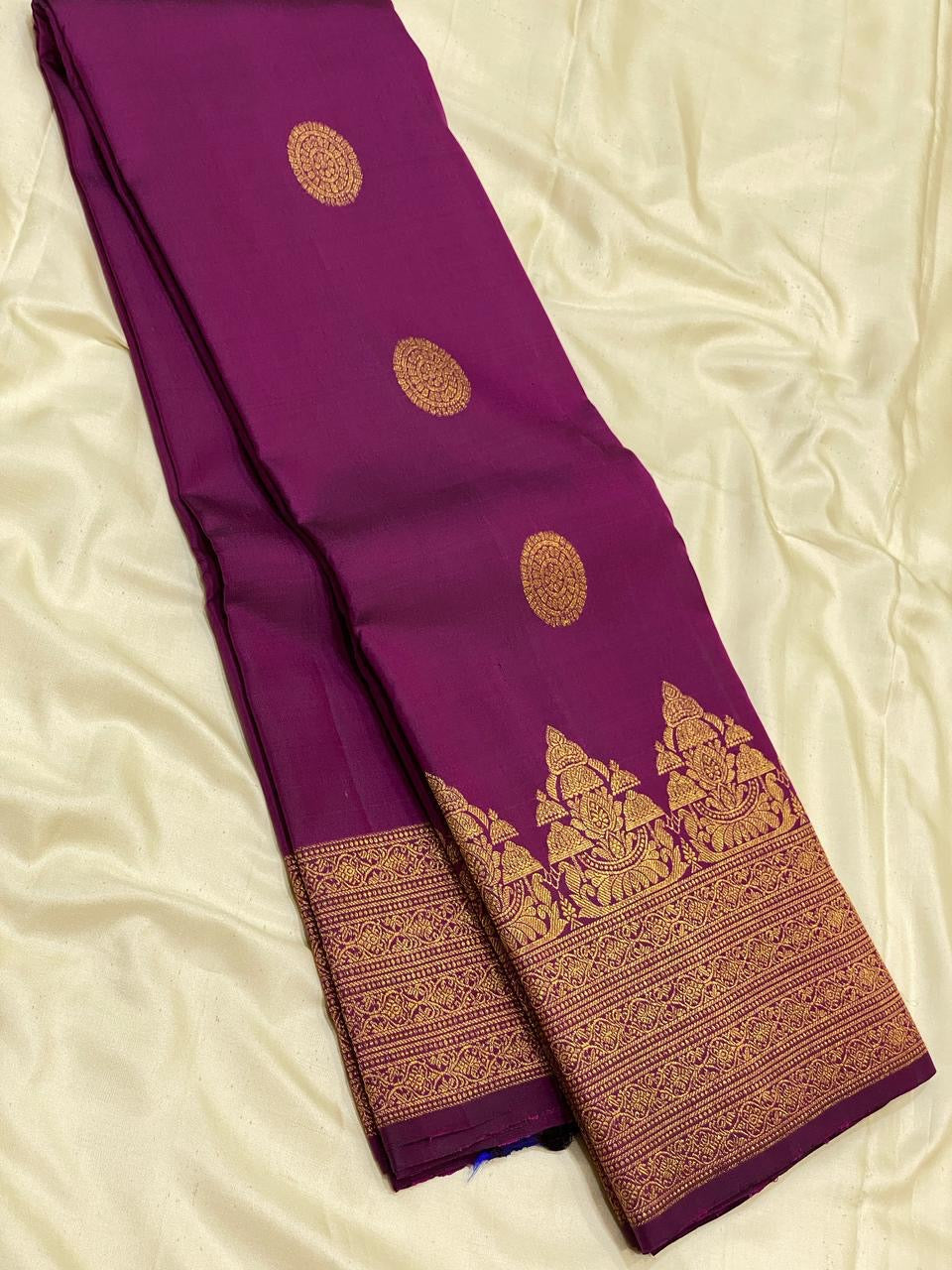 Classic Berry Purple 2gm Zari Bridal Elegance Kanchipuram Handloom Silk Saree SS24520