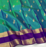 Load image into Gallery viewer, Classic Peacock Blue 1gm Zari Elegance Kanchipuram Handloom Silk Saree SS24198
