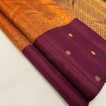 Load image into Gallery viewer, Classic Orange &amp; Maroon 2gm Zari Elegance Kanchipuram Handloom Silk Saree SS24221
