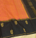 Load image into Gallery viewer, Classic Yellow &amp; Pink Black 1gm Zari Checks Elegance Kanchipuram Handloom Silk Saree SS27609

