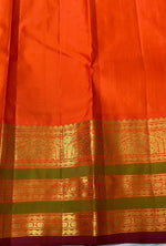 Load image into Gallery viewer, Classic Grey &amp; Orange 2gm Zari Elegance Kanchipuram Handloom Silk Saree SS24218
