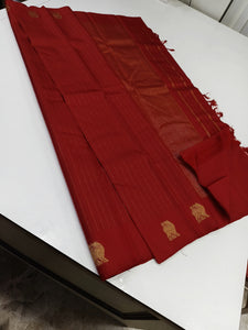 Classic Ruby Red 2gm Zari Elegance Kanchipuram Silk Saree SS23927