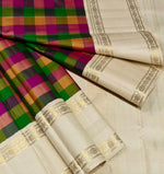 Load image into Gallery viewer, Classic Multicolour Checks 2gm Zari Vintage Elegance Kanchipuram Handloom Silk Saree SS28087
