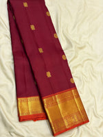 Load image into Gallery viewer, Classic Brick Red &amp; Orange 2gm Zari Vintage Elegance Kanchipuram Handloom Silk Saree SS27888

