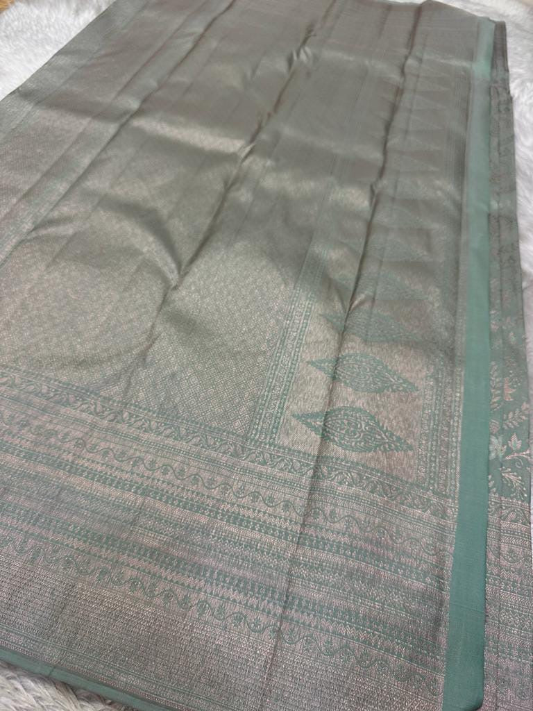 Sage Green Bridal Elegance Kanchipuram Handloom Silk Saree SS18496