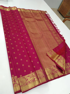 Classic Ruby Pink Elegance Kanchipuram Handloom Silk Saree SS25260