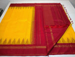 Load image into Gallery viewer, Classic Golden Yellow &amp; Reddish Maroon 2gm Zari Elegance Kanchipuram Handloom Silk Saree SS27562

