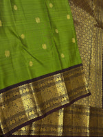 Load image into Gallery viewer, Classic Olive Green &amp; Dark Espresso Brown 2gm Zari Vintage Elegance Kanchipuram Handloom Silk Saree SS27894
