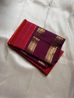 Load image into Gallery viewer, Classic Brick Orange &amp; Coffee Brown 2gm Zari Beldari Kanchipuram Handloom Silk Saree SS26421
