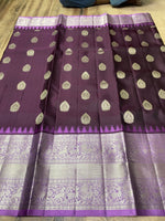 Load image into Gallery viewer, Classic Jamun Plum &amp; Lavender Elegance Kanchipuram Handloom Silk Saree SS28438
