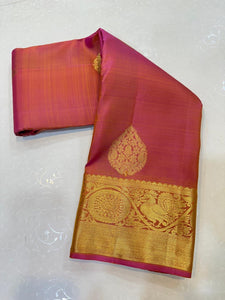 Classic Rose Pink Elegance Kanchipuram Handloom Silk Saree SS24320