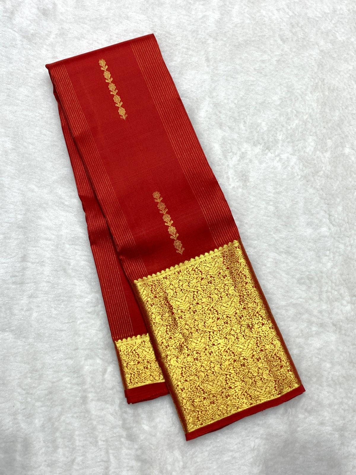 Classic Brick Red 2gm Zari Elegance Kanchipuram Handloom Silk Saree SS23559