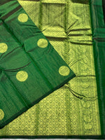 Load image into Gallery viewer, Classic Dark Green 2gm Zari Kanchipuram Handloom Silk Saree SS25976
