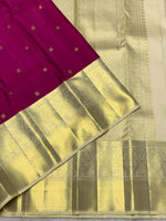 Load image into Gallery viewer, Classic Deep Pink &amp; Champagne Cream 2gm Zari Elegance Kanchipuram Handloom Silk Saree SS28293
