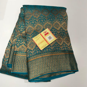 Classic Teal Blue Elegance Khaddi Banarasi Crepe Silk Saree SS26055