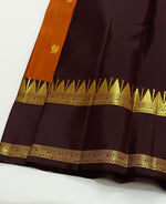 Load image into Gallery viewer, Classic Rustic Orange &amp; Chocolate Brown Kanchipuram Handloom Silk Saree SS26251
