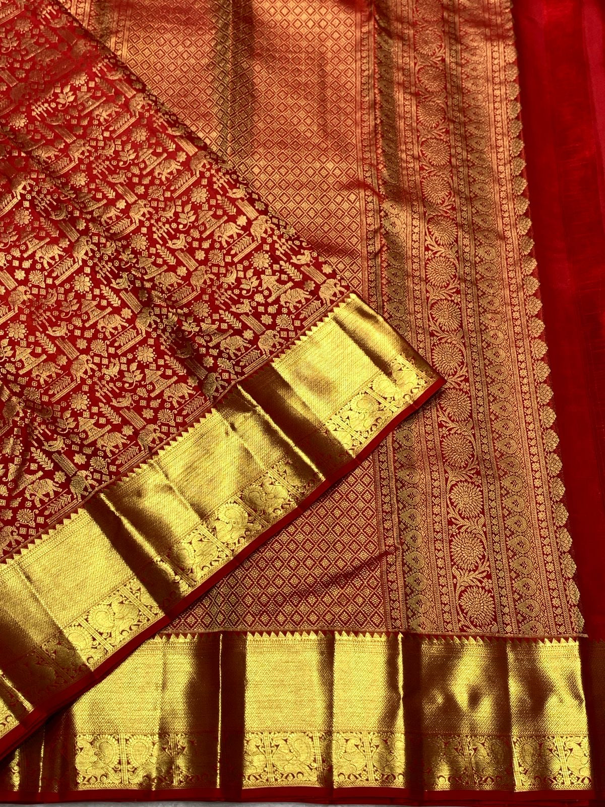 Classic Crimson Red Bridal Elegance Kanchipuram Handloom Silk Saree SS24858