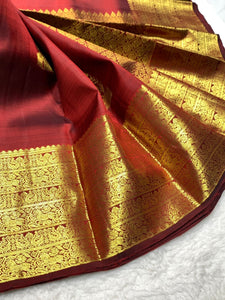 Classic Brick Orange 2gm Zari Bridal Elegance Kanchipuram Handloom Silk Saree SS25566