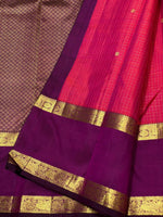 Load image into Gallery viewer, Classic Cerise Pink &amp; Wine Purple 2gm Zari Vaira Oosi Kanchipuram Handloom Silk Saree SS25585
