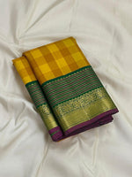 Load image into Gallery viewer, Classic Mango Yellow &amp; Forest Green 1gm Zari Korvai Bridal Elegance Kanchipuram Handloom Silk Saree SS28213
