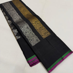 Classic Charcoal Black 2gm Zari Kanchipuram Handloom Silk Saree SS25731