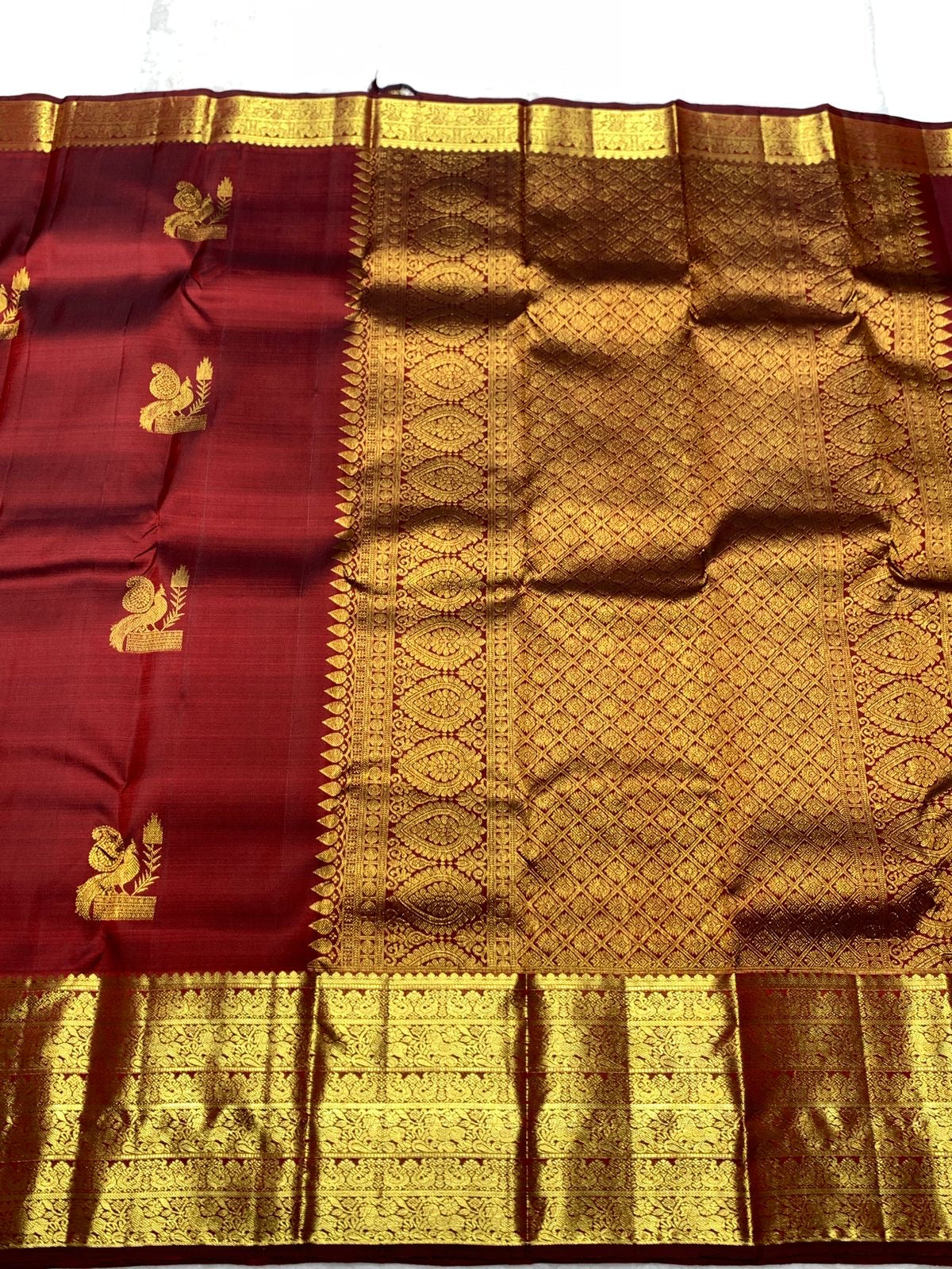 Classic Brick Orange 2gm Zari Bridal Elegance Kanchipuram Handloom Silk Saree SS25566