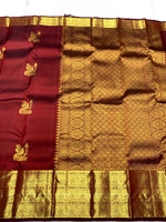 Load image into Gallery viewer, Classic Brick Orange 2gm Zari Bridal Elegance Kanchipuram Handloom Silk Saree SS25566
