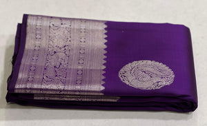 Classic Rebeca Purple 1gm Zari Bridal Elegance Kanchipuram Handloom Silk Saree SS22391