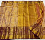 Load image into Gallery viewer, Classic Beige &amp; Purple 2gm Zari Brocade Bridal Elegance Kanchipuram Handloom Silk Saree SS23644
