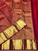 Load image into Gallery viewer, Classic Pinkish Red 2gm Zari Bridal Elegance Kanchipuram Handloom Silk Saree SS25431
