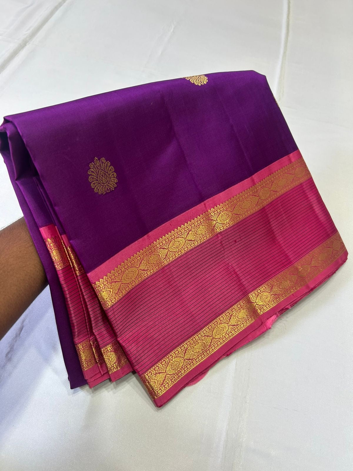 Classic Vadamalli & Berry Pink 2gm Zari Kanchipuram Handloom Silk Saree SS25951