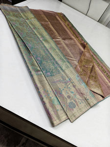 Classic Pastel Green & Pastel Pink 2gm Zari Bridal Elegance Kanchipuram Handloom Silk Saree SS24843